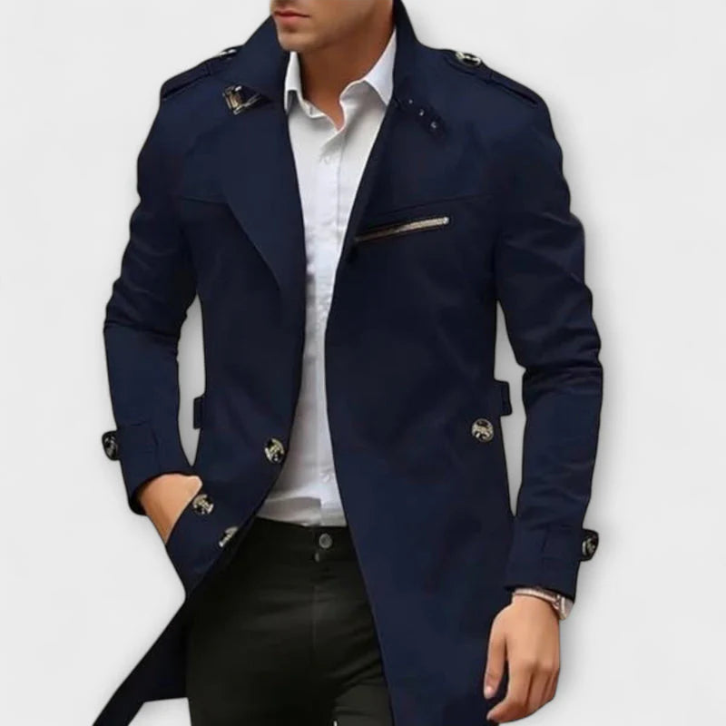 Herren-Komfort-Trenchcoat mit Knopfverschluss