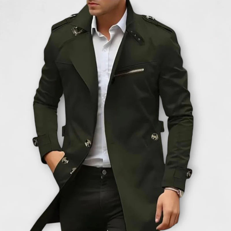 Herren-Komfort-Trenchcoat mit Knopfverschluss