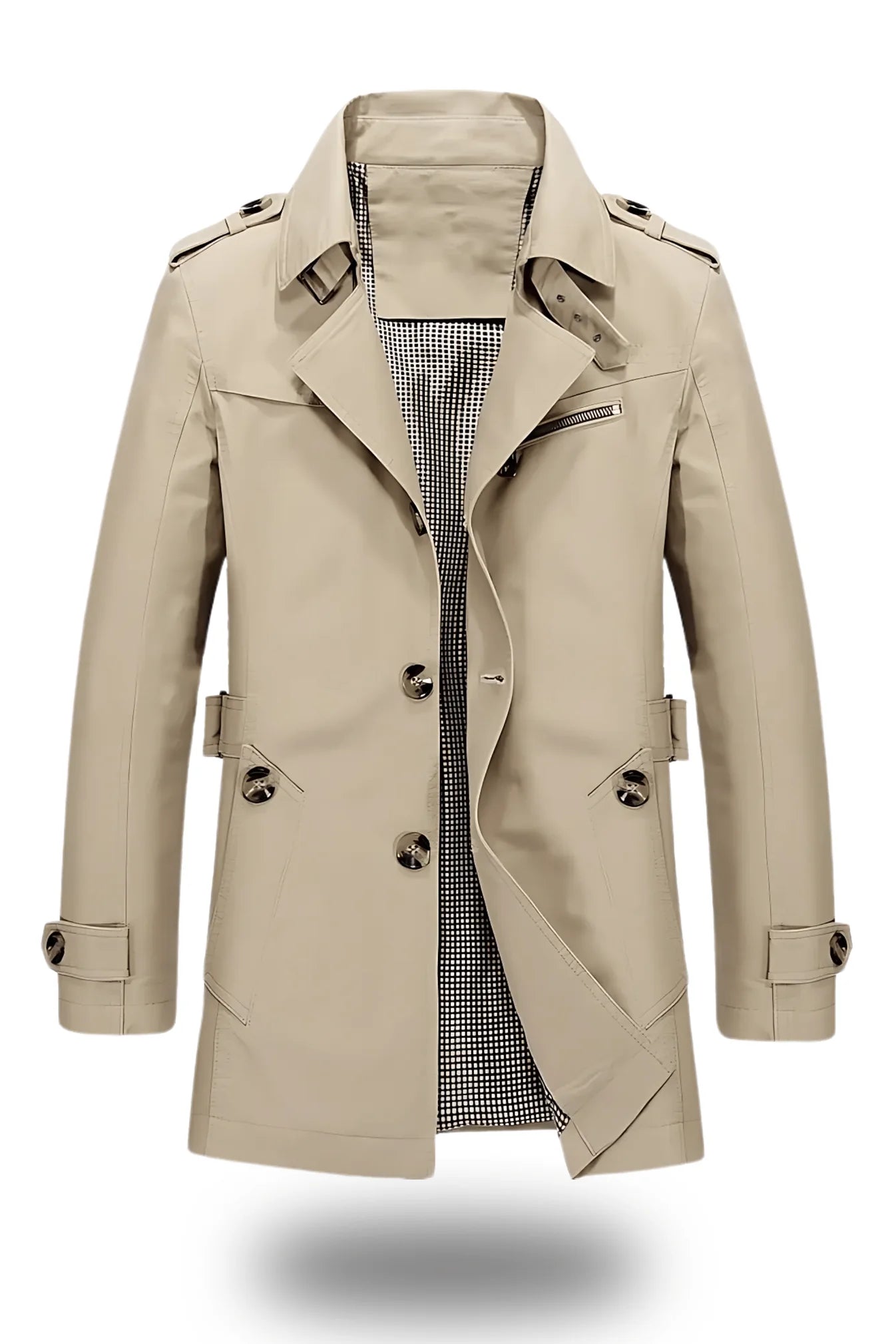 Herren-Komfort-Trenchcoat mit Knopfverschluss