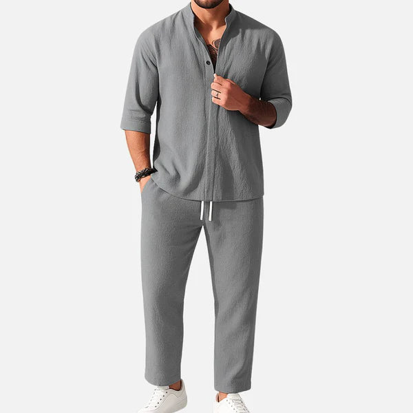 Herren-Leinen-Outfit-Set – Loungewear